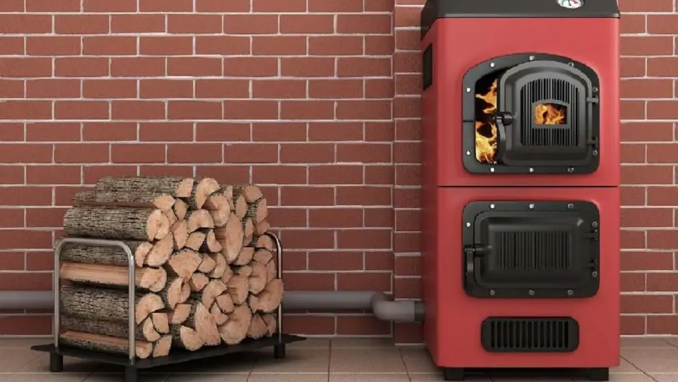 a biomass boiler with a wood stack near for fuel https://greener4life.com